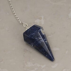 Sodalite and Clear Quartz 46.00 ctw Pendulum in Silvertone