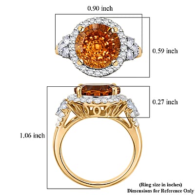 Certified & Appraised D'Joy Premium Brazilian Citrine and Moissanite 9.80 ctw Ring in 18K Vermeil Yellow Gold Over Sterling Silver (Size 6.0)