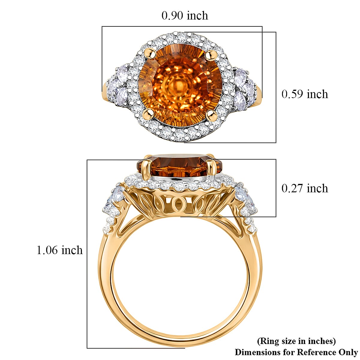 Certified & Appraised D'Joy Premium Brazilian Citrine and Moissanite 9.80 ctw Ring in 18K Vermeil Yellow Gold Over Sterling Silver (Size 7.0) image number 5