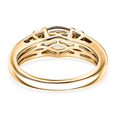 Certified & Appraised D'Joy Premium Turkizite and Moissanite 1.65 ctw Ring in 18K Vermeil Yellow Gold Over Sterling Silver (Size 10.0)