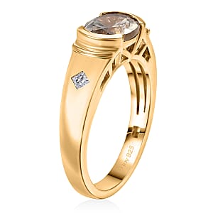 Certified & Appraised D'Joy Premium Turkizite and Moissanite 1.65 ctw Ring in 18K Vermeil Yellow Gold Over Sterling Silver (Size 11.0)