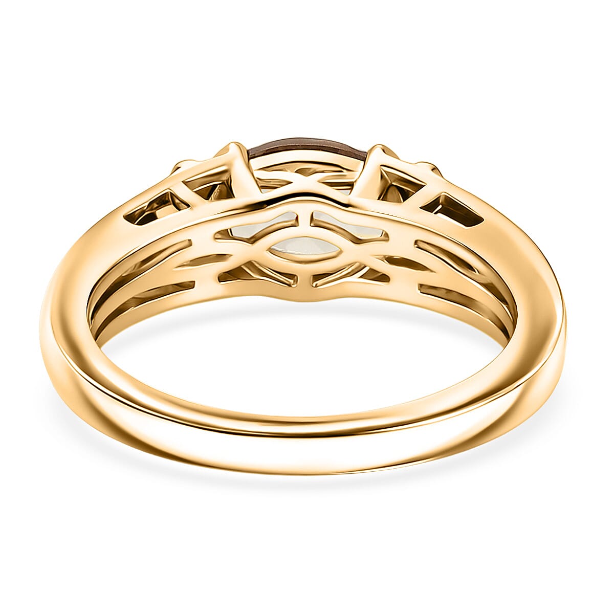 Certified & Appraised D'Joy Premium Turkizite and Moissanite 1.65 ctw Ring in 18K Vermeil Yellow Gold Over Sterling Silver (Size 11.0) image number 4