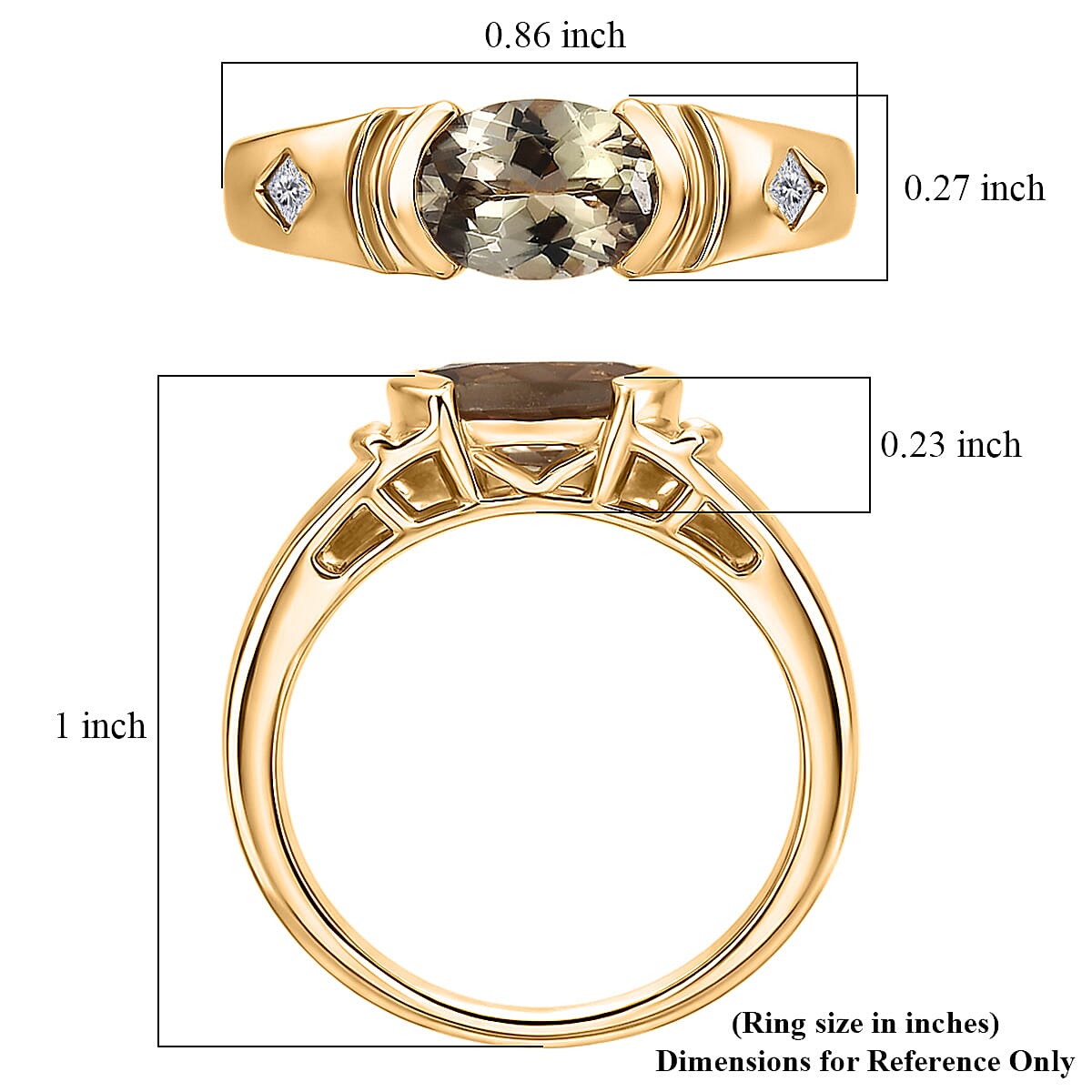 Certified & Appraised D'Joy Premium Turkizite and Moissanite 1.65 ctw Ring in 18K Vermeil Yellow Gold Over Sterling Silver (Size 11.0) image number 5
