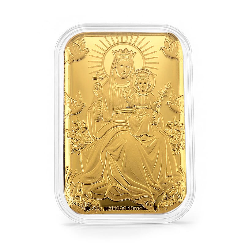 24K Yellow Gold Madonna and Child Embossed Sheet (31x45.5mm) 10mg