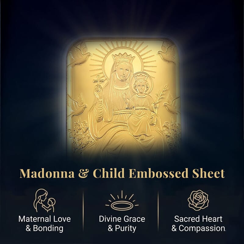Doorbuster 24K Yellow Gold Madonna and Child Embossed Sheet (31x45.5mm) 10mg