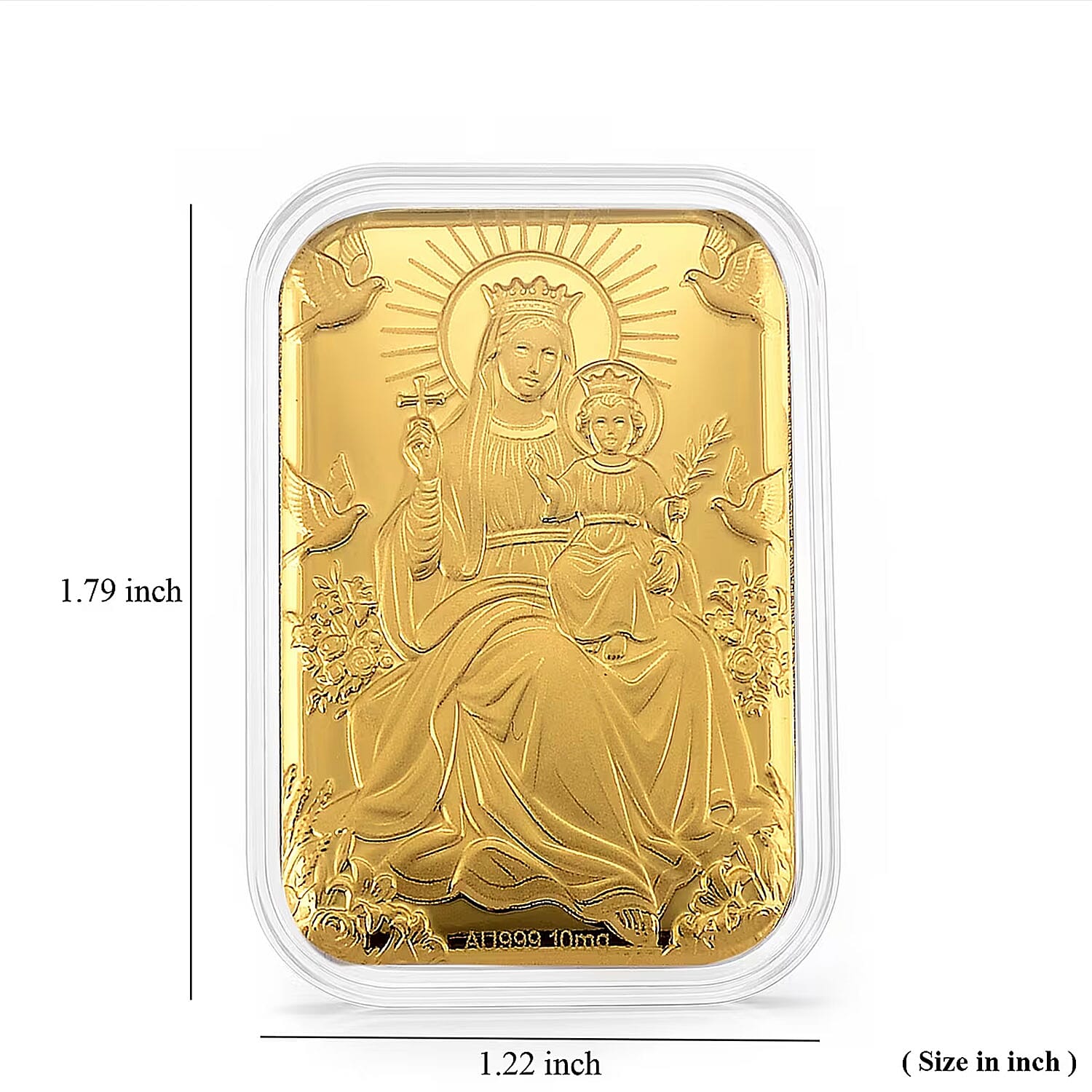24K Yellow Gold Madonna and Child Embossed Sheet (31x45.5mm) 10mg