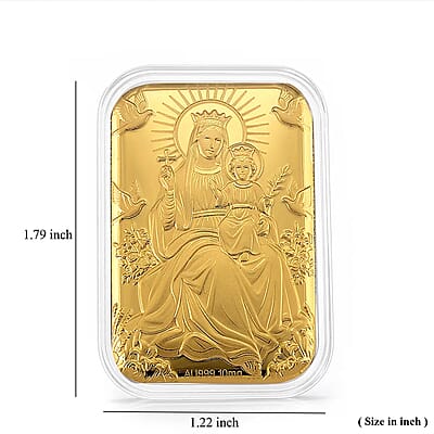 24K Yellow Gold Madonna and Child Embossed Sheet (31x45.5mm) 10mg
