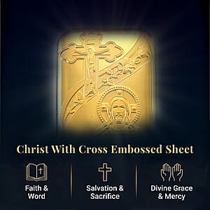 24K Yellow Gold Christ with Cross Embossed Sheet (31x45.5mm) 10mg
