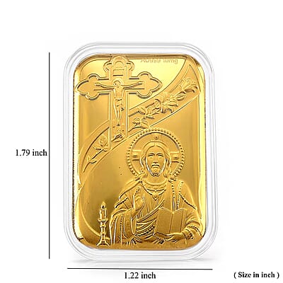 24K Yellow Gold Christ with Cross Embossed Sheet (31x45.5mm) 10mg