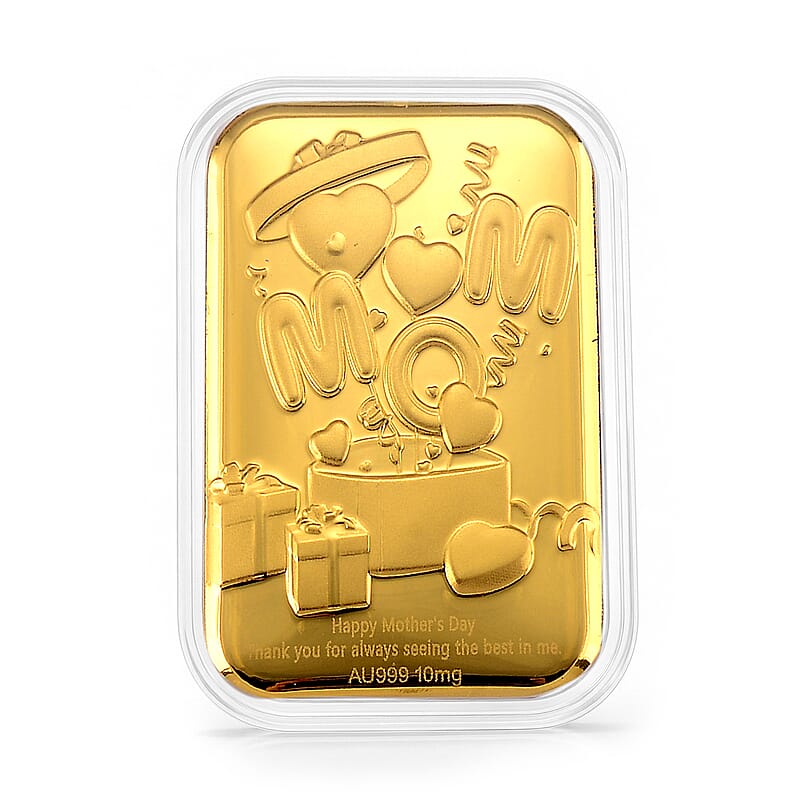 24K Yellow Gold Happy Mother's Day Embossed Sheet (31x45.5mm) 10mg