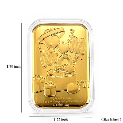 24K Yellow Gold Happy Mother's Day Embossed Sheet (31x45.5mm) 10mg
