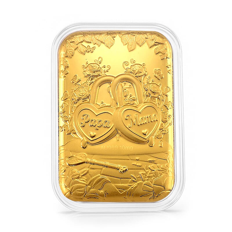 24K Yellow Gold Love Locks Embossed Sheet (31x45.5mm) 10mg