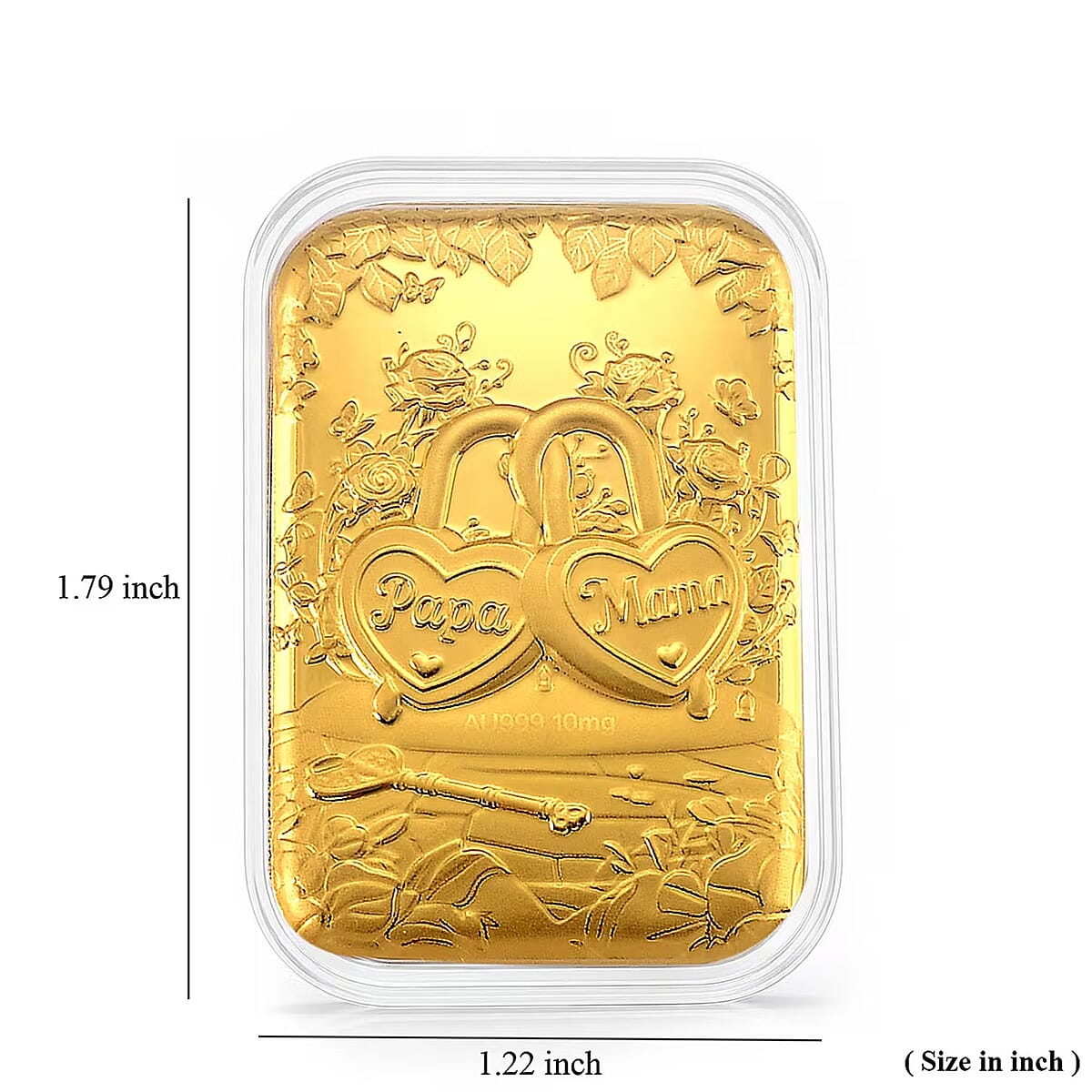 24K Yellow Gold Love Locks Embossed Sheet (31x45.5mm) 10mg image number 5
