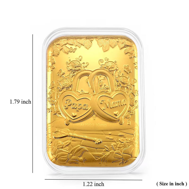 24K Yellow Gold Love Locks Embossed Sheet (31x45.5mm) 10mg