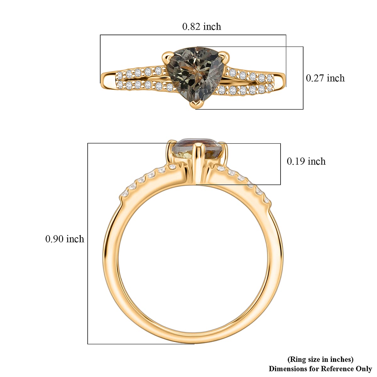 D'Joy Premium Turkizite and White Zircon 1.10 ctw Sunset Split Ring in 18K Vermeil Yellow Gold Over Sterling Silver (Size 7.0) image number 5