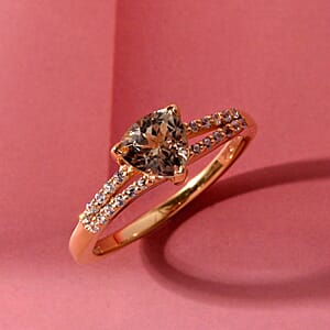 D'Joy Premium Turkizite and White Zircon 1.10 ctw Ring in 18K Vermeil Yellow Gold Over Sterling Silver (Size 8.0)