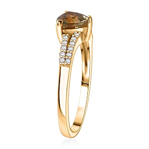 D'Joy Premium Turkizite and White Zircon 1.10 ctw Ring in 18K Vermeil Yellow Gold Over Sterling Silver (Size 8.0)
