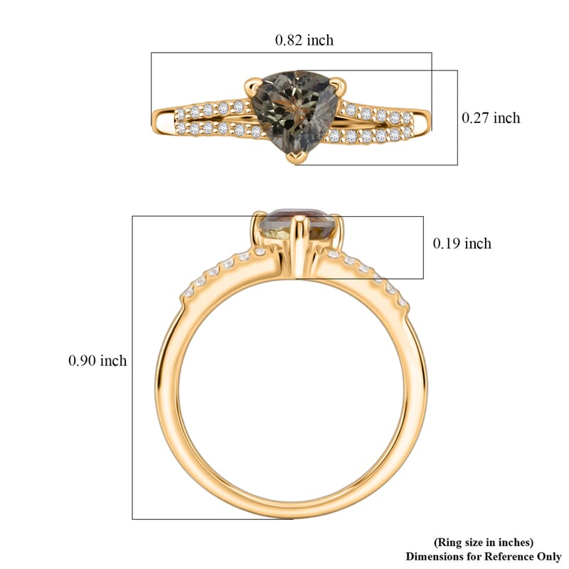 Doorbuster D'Joy Premium Turkizite and White Zircon 1.10 ctw Sunset Split Ring in 18K Vermeil Yellow Gold Over Sterling Silver (Size 8.0)