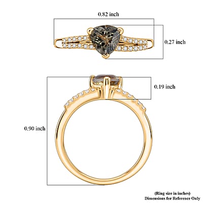 D'Joy Premium Turkizite and White Zircon 1.10 ctw Sunset Split Ring in 18K Vermeil Yellow Gold Over Sterling Silver (Size 9.0)