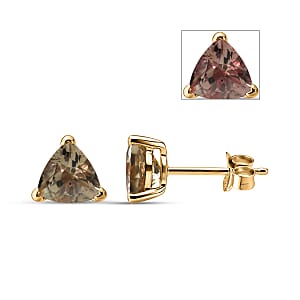 D'Joy Premium Turkizite 1.75 ctw Stud Earrings in 18K Vermeil Yellow Gold Over Sterling Silver