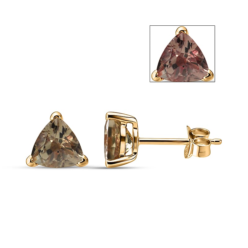 D'Joy Premium Turkizite 1.75 ctw Stud Earrings in 18K Vermeil Yellow Gold Over Sterling Silver