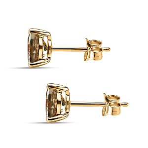 D'Joy Premium Turkizite 1.75 ctw Stud Earrings in 18K Vermeil Yellow Gold Over Sterling Silver