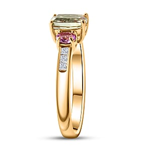 D'Joy Premium Turkizite and Multi Gemstone 1.60 ctw Dusk Blush Ring in 18K Vermeil Yellow Gold Over Sterling Silver (Size 10.0)