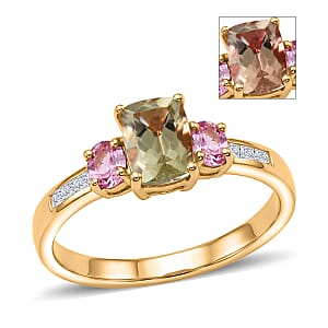 D'Joy Premium Turkizite and Multi Gemstone 1.60 ctw Ring in 18K Vermeil Yellow Gold Over Sterling Silver (Size 8.0)