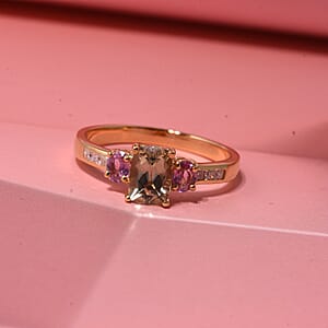 D'Joy Premium Turkizite and Multi Gemstone 1.60 ctw Ring in 18K Vermeil Yellow Gold Over Sterling Silver (Size 8.0)