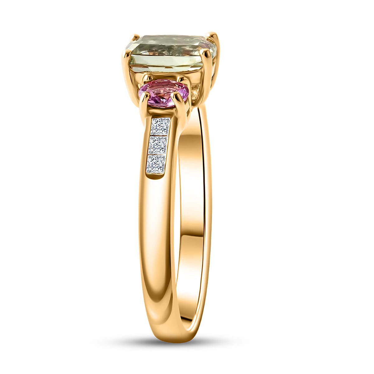 D'Joy Premium Turkizite and Multi Gemstone 1.60 ctw Dusk Blush Ring in 18K Vermeil Yellow Gold Over Sterling Silver (Size 8.0)