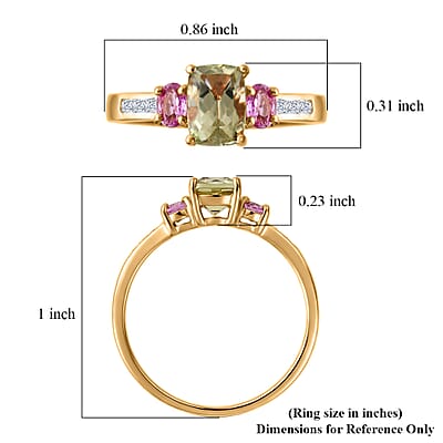 D'Joy Premium Turkizite and Multi Gemstone 1.60 ctw Dusk Blush Ring in 18K Vermeil Yellow Gold Over Sterling Silver (Size 8.0)