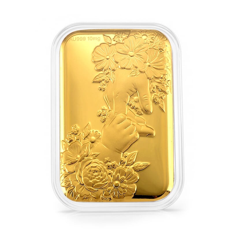 Doorbuster 24K Yellow Gold Hands with Floral Embossed Sheet (31x45.5mm) 10mg