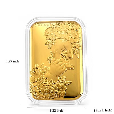 24K Yellow Gold Hands with Floral Embossed Sheet (31x45.5mm) 10mg