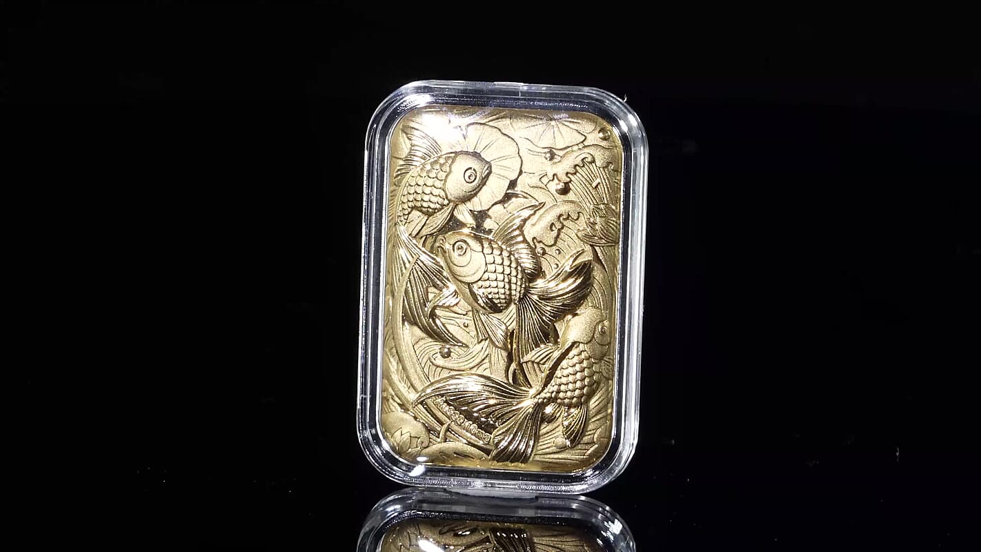 24K Yellow Golden with Two Fishes Embossed Sheet (31x45.5mm) 10mg