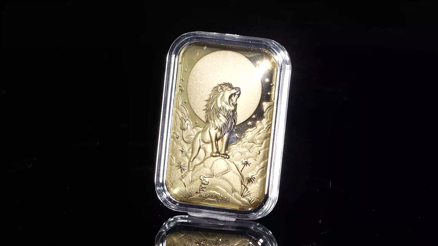 24K Yellow Golden Lion Embossed Sheet (31x45.5mm) 10mg