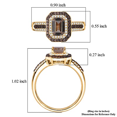 D'Joy Premium Turkizite, White and Champagne Zircon 2.35 ctw Golden Radiance Ring in 18K Vermeil Yellow Gold Over Sterling Silver (Size 10.0)