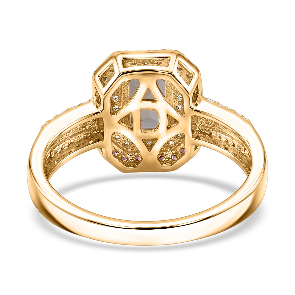 D'Joy Premium Turkizite, White and Champagne Zircon 2.35 ctw Ring in 18K Vermeil Yellow Gold Over Sterling Silver (Size 8.0) image number 4