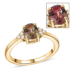 Premium Turkizite and Luxuriant Lab Grown Diamond G-H SI 1.25 ctw Ring in 18K Vermeil Yellow Gold Over Sterling Silver (Size 10.0)