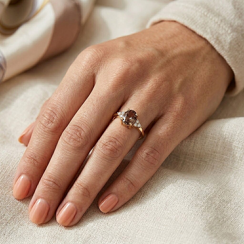 Premium Turkizite and Luxuriant Lab Grown Diamond G-H SI 1.25 ctw Dusk Bloom Ring in 18K Vermeil Yellow Gold Over Sterling Silver (Size 6.0)