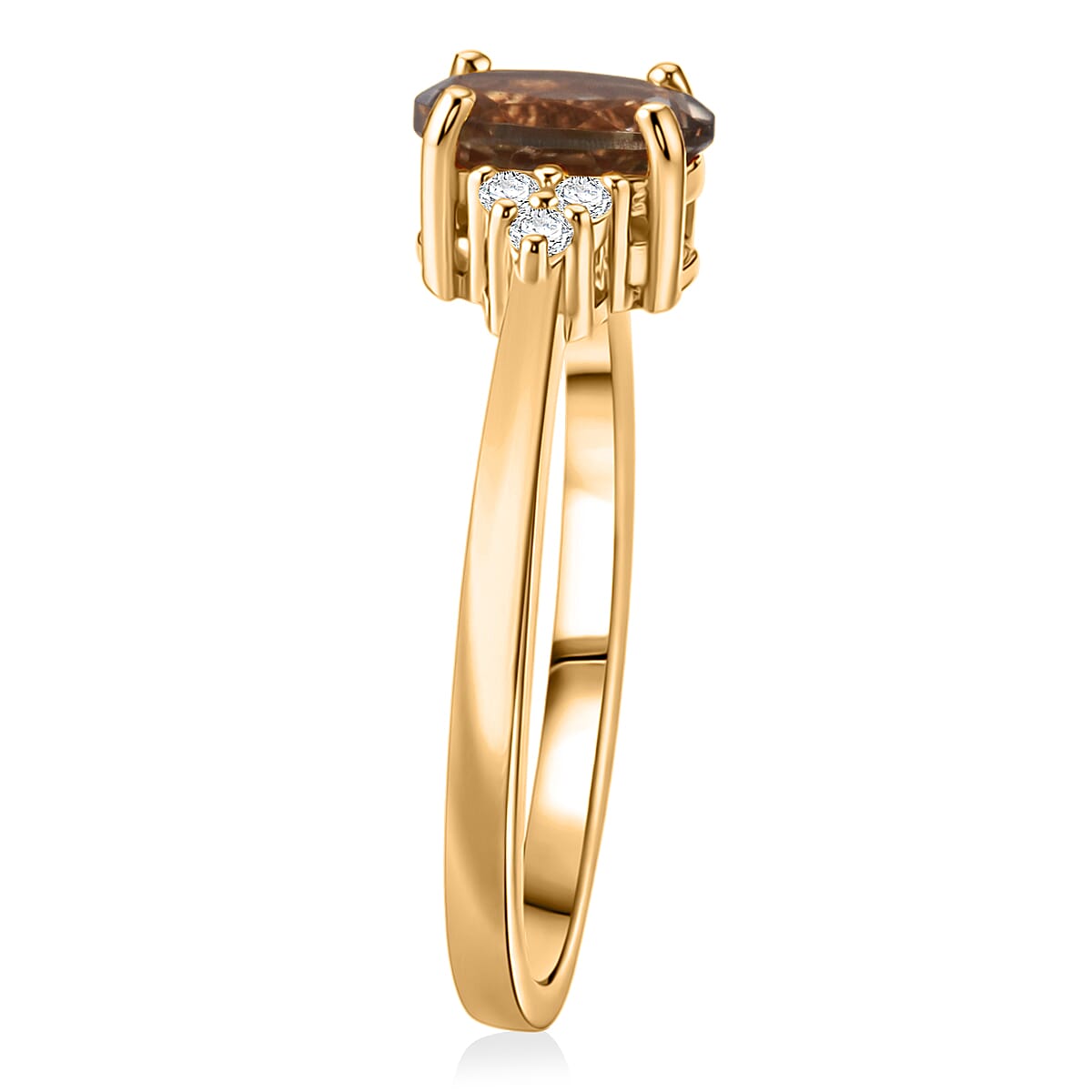 Premium Turkizite and Luxuriant Lab Grown Diamond G-H SI 1.25 ctw Dusk Bloom Ring in 18K Vermeil Yellow Gold Over Sterling Silver (Size 6.0)