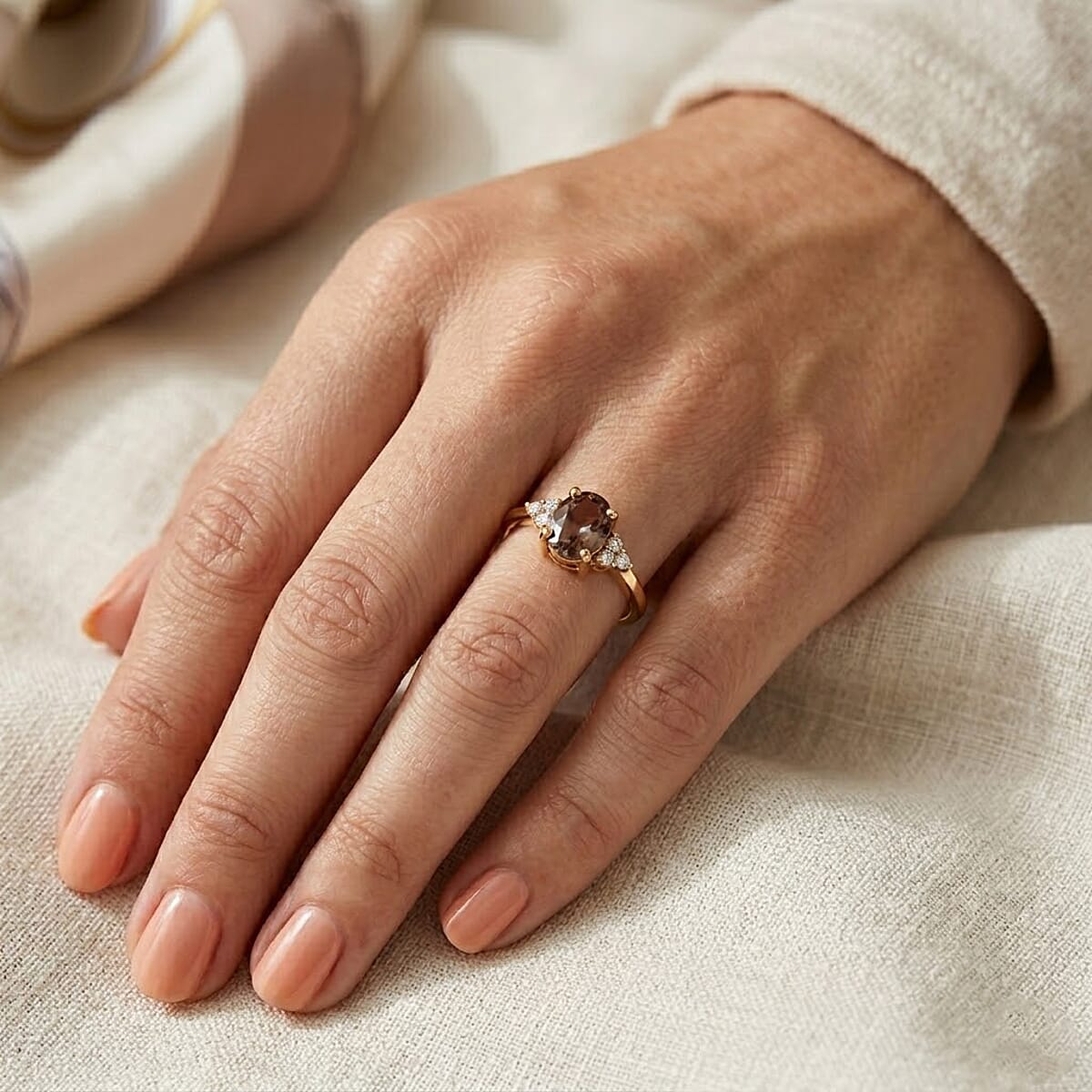 Premium Turkizite and Luxuriant Lab Grown Diamond G-H SI 1.25 ctw Ring in 18K Vermeil Yellow Gold Over Sterling Silver (Size 8.0) image number 2