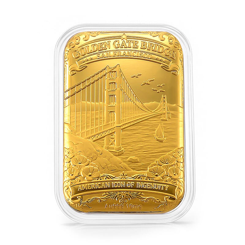 24K Yellow Gold San Francisco Golden Gate Bridge Embossed Sheet (31x45.5mm) 10mg