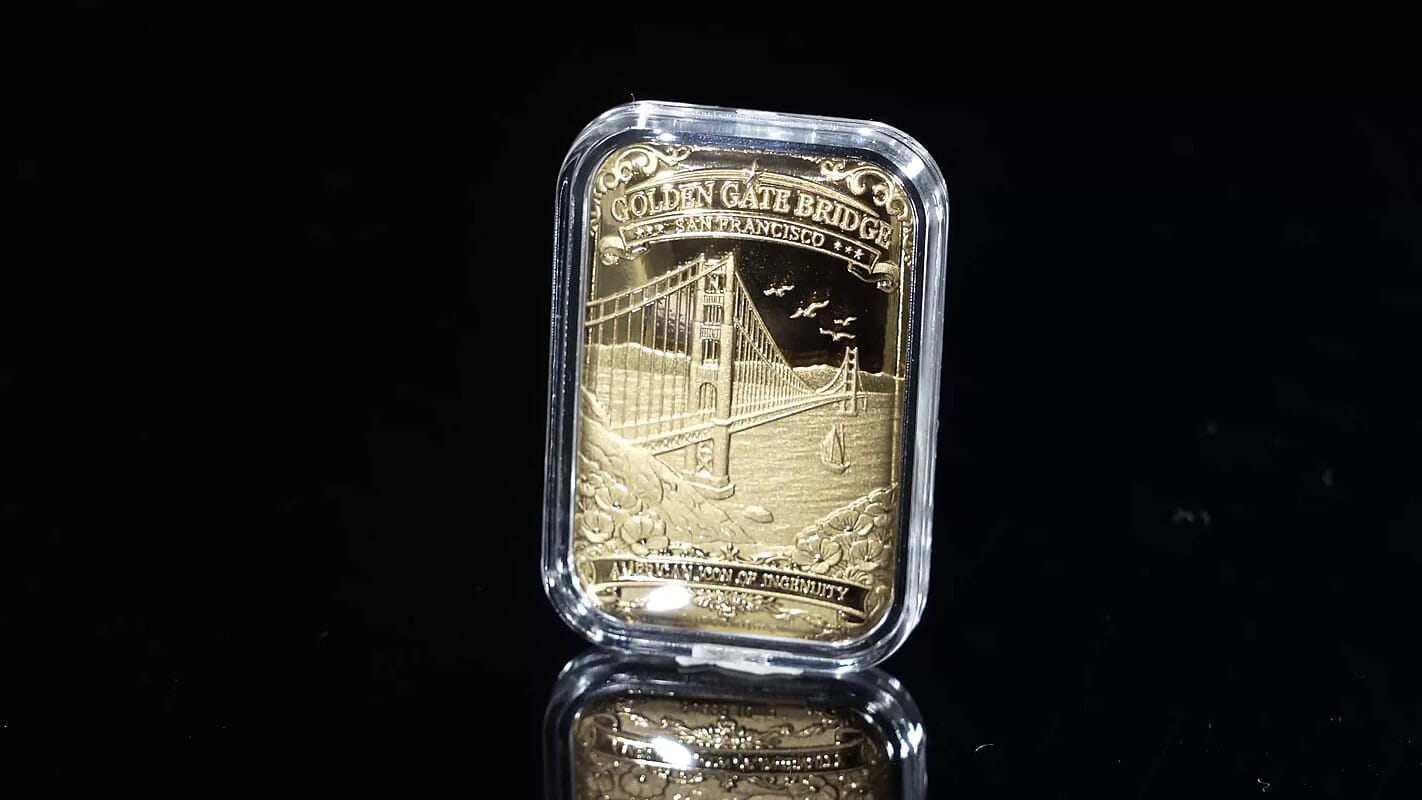 24K Yellow Gold San Francisco Golden Gate Bridge Embossed Sheet (31x45.5mm) 10mg