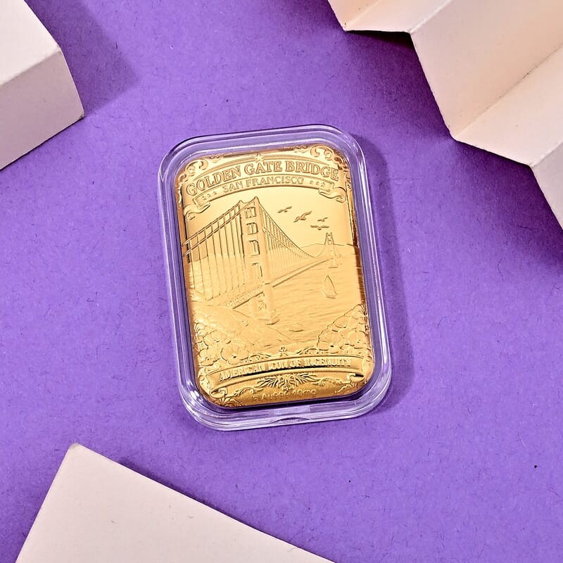 24K Yellow Gold San Francisco Golden Gate Bridge Embossed Sheet (31x45.5mm) 10mg
