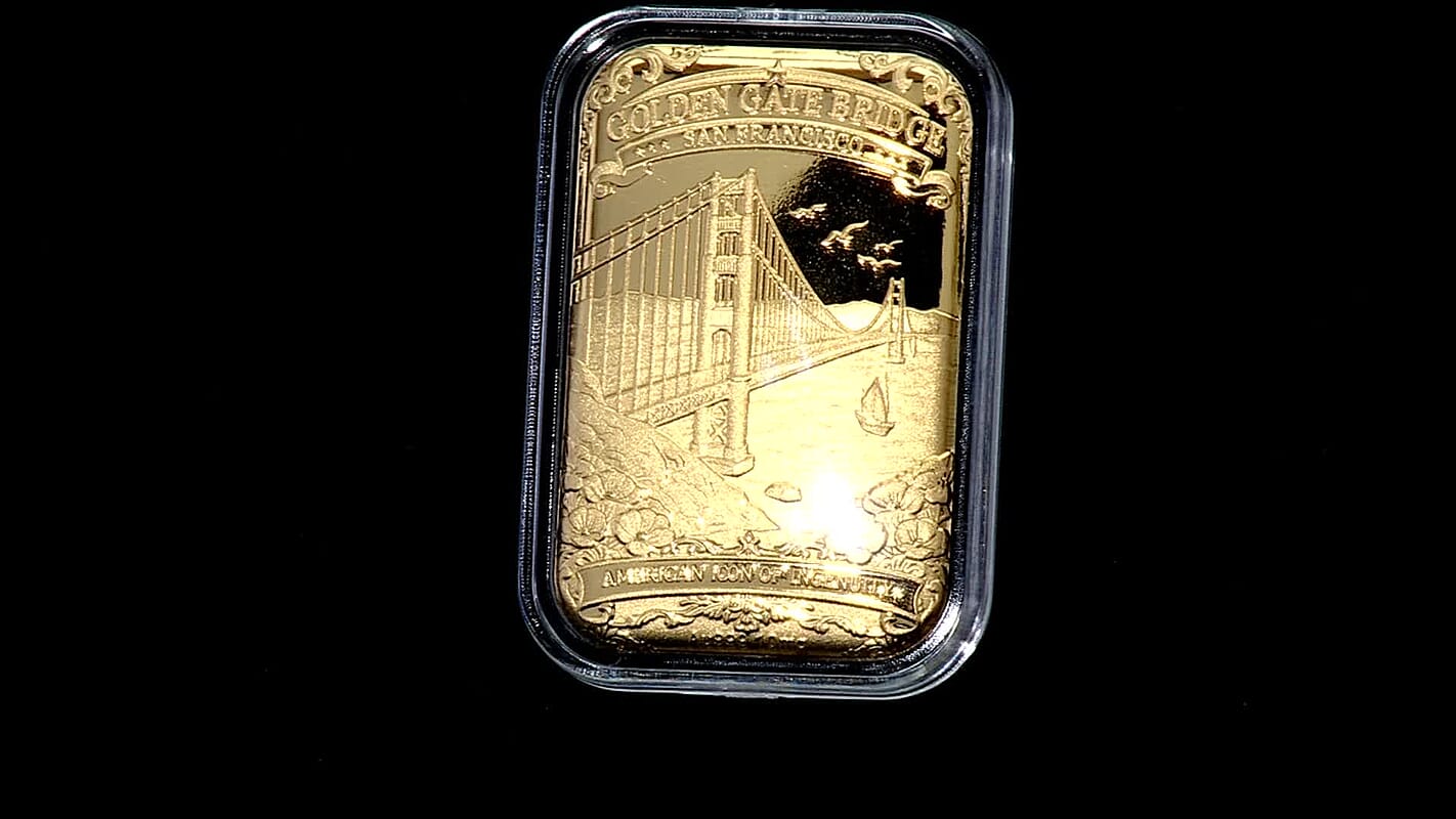 24K Yellow Gold San Francisco Golden Gate Bridge Embossed Sheet (31x45.5mm) 10mg