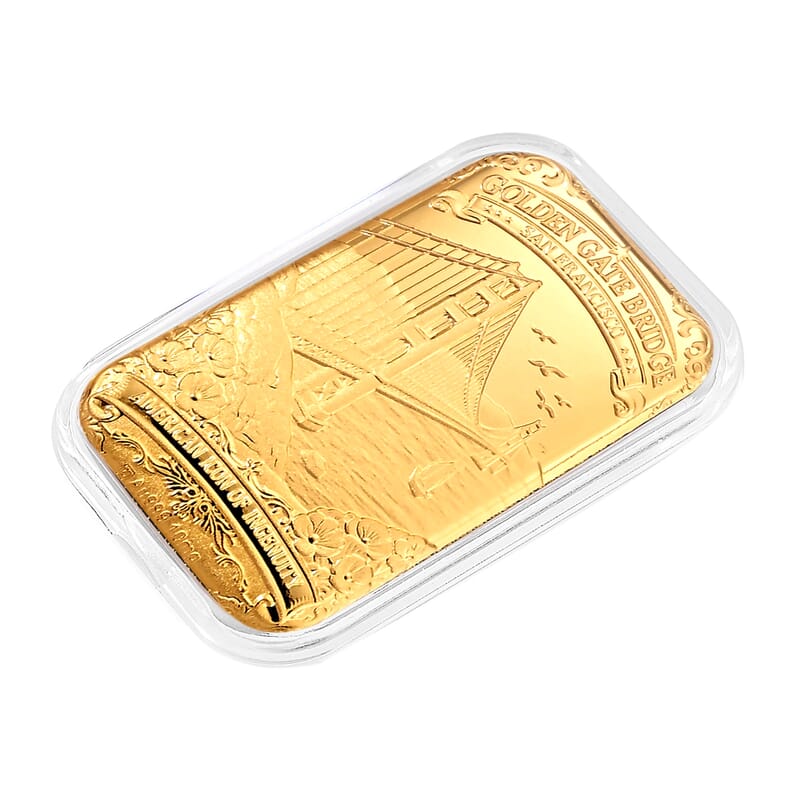 24K Yellow Gold San Francisco Golden Gate Bridge Embossed Sheet (31x45.5mm) 10mg