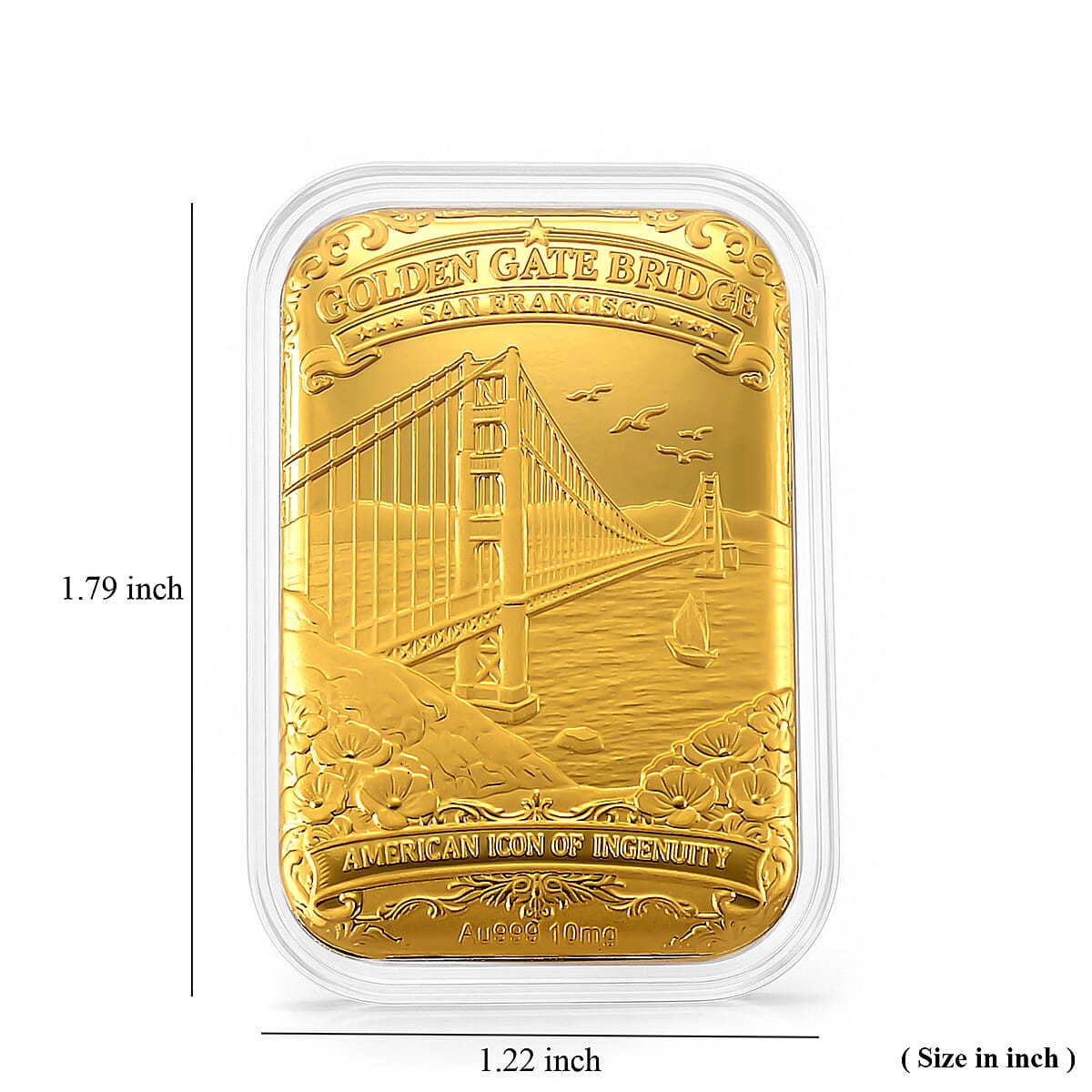 24K Yellow Gold San Francisco Golden Gate Bridge Embossed Sheet (31x45.5mm) 10mg image number 4