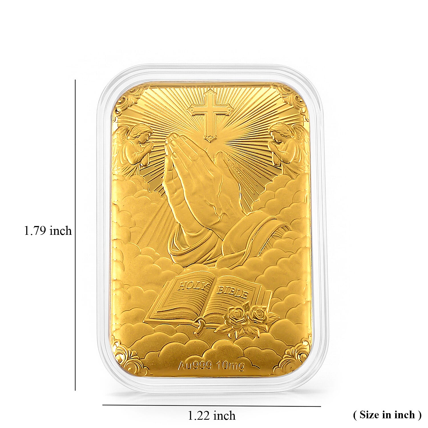 24K Yellow Gold Bible and Cross Embossed Sheet (31x45.5mm) 10mg