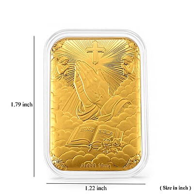 24K Yellow Gold Bible and Cross Embossed Sheet (31x45.5mm) 10mg