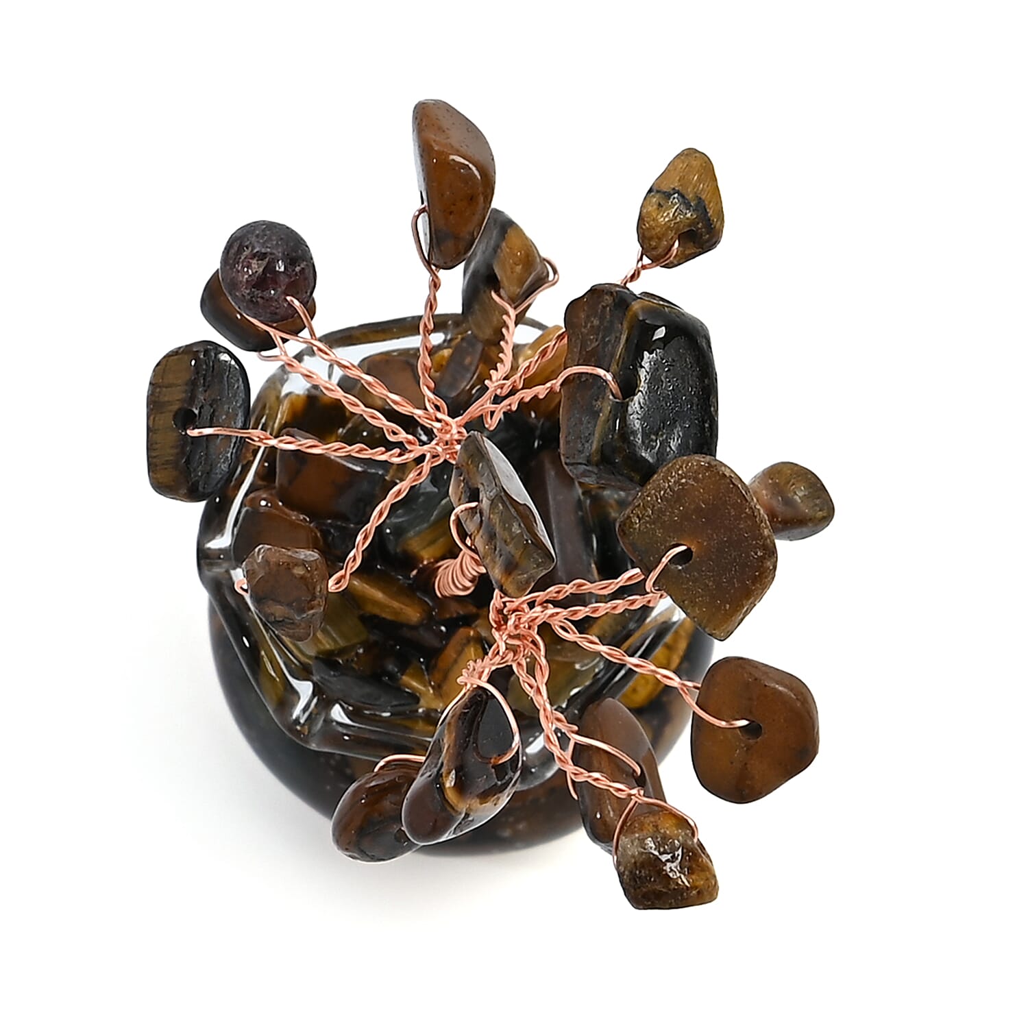 Rose Gold Gemstone Yellow Tiger's Eye Tree 70.00 ctw
